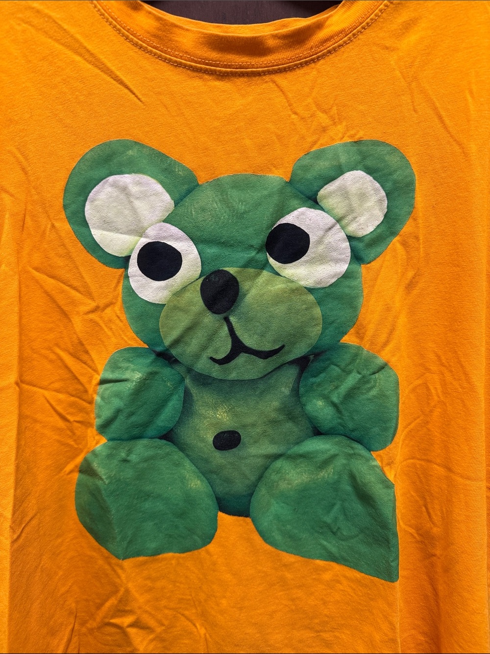 Zara Orange Tee with Green Bear Graphic - Picture 2 of 3
